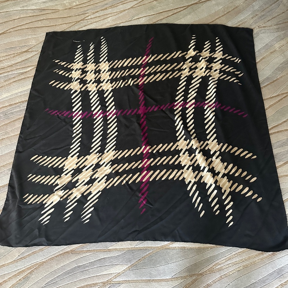 Burberry Black and Cream Logo Scarf